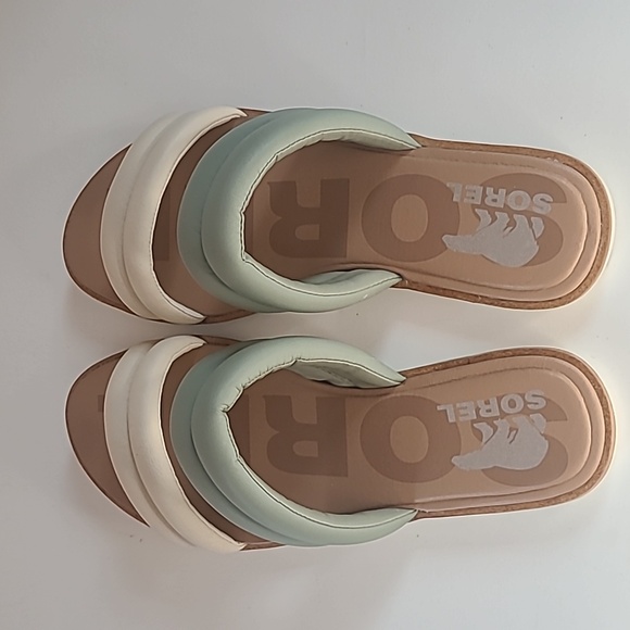 Sorel Womens Ella II Puff Slide Sandal Sporty Safari Chalk Size 8.5 NWOB - Picture 7 of 12